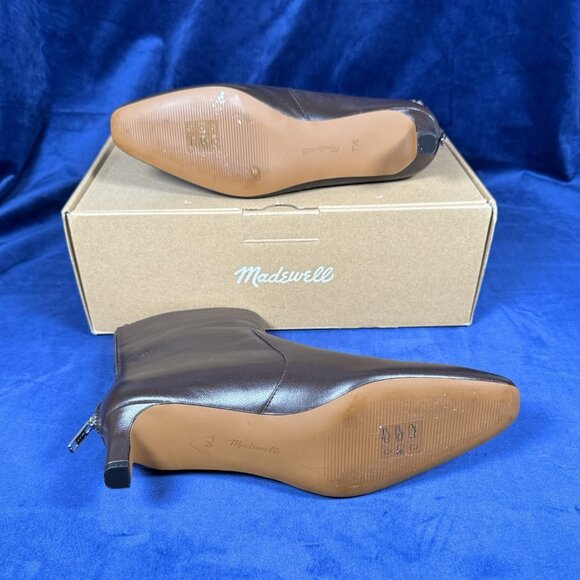Madewell The Dimes Kitten-Heel Boot In Crinkle Patent Turkish Coffee 7.5 0311 - Picture 4 of 4